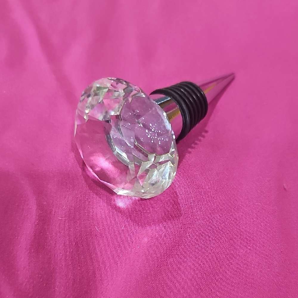 NEW! Crystal Wine Stopper with Silver Tone